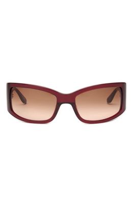 DEZI x Monet Montay 61mm Shield Sunglasses in Deep Red /Brown Red Gradient