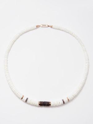 Dezso - Sharkfin-enamel 18kt Rose Gold Necklace - Womens - White