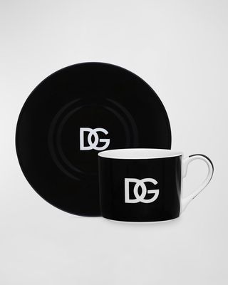 DG Logo Teacup and Saucer, Set of 2