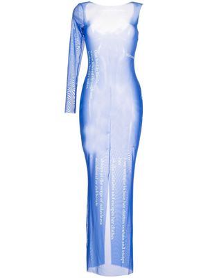 Di Petsa graphic-print sheer dress - Blue