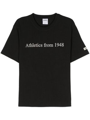 Diadora embroidered-slogan cotton T-shirt - Black