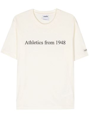 Diadora embroidered-slogan cotton T-shirt - Neutrals