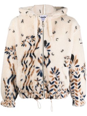 Diadora graphic-print fleece hoodie - Neutrals