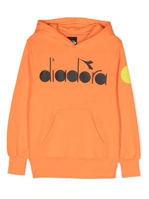 Diadora Junior logo-print cotton hoodie - Orange