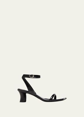 Diagonal Leather Ankle-Strap Sandals