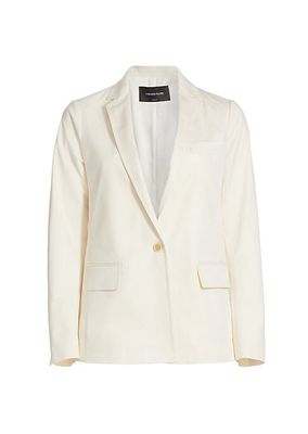 Diamanté-Embellished Gabardine One-Button Blazer