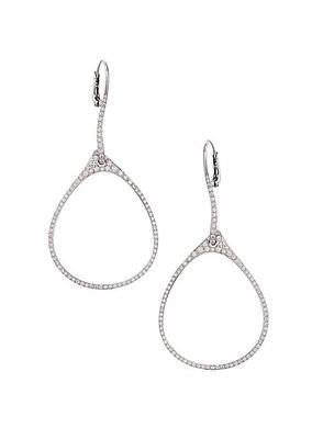 Diamond 18K White Gold Oval Drop Earrings