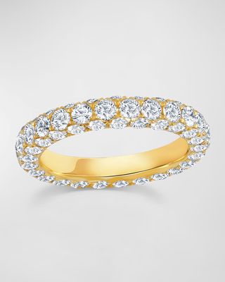 Diamond 3-Sided Band Ring in 18K Gold