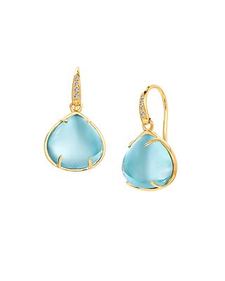 Diamond & Blue Topaz Dangle Earrings