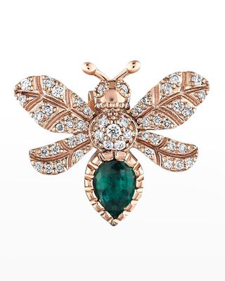 Diamond and Emerald Bee Earring, Single
