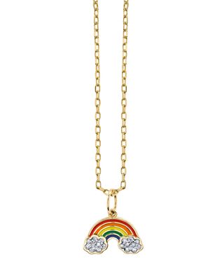 Diamond & Enamel Rainbow Pendant Necklace