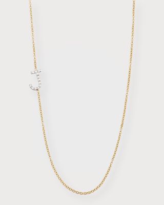 Diamond Asymmetrical Initial Necklace, J