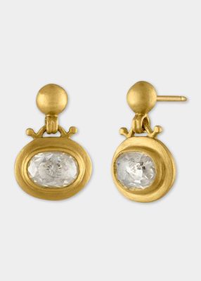 Diamond Bell Earrings in 22K Gold, Small
