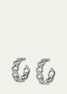 Diamond Chain Link Huggie Hoop Earrings