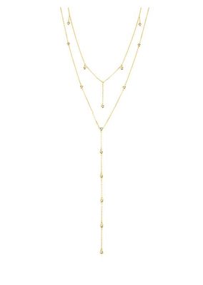 Diamond Dangle 14K-Gold-Plated & Cubic Zirconia Lariat Necklace
