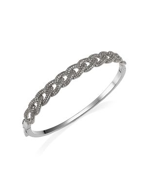 Diamond Interlocking Link Bangle - Silver