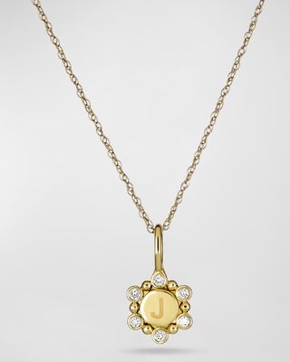 Diamond Orbit Mini Medallion Initial Necklace