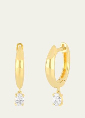 Diamond Oval Drops on Domed Earrings