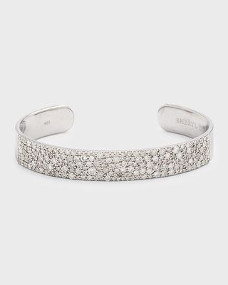 Diamond Pave Cobblestone Thin Cuff Bracelet
