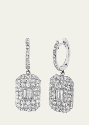 Diamond Pave Huggie Drop Earrings