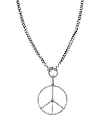 Diamond Peace Sign Pendant Necklace