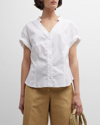 Diamond Short-Sleeve Button-Down Poplin Shirt
