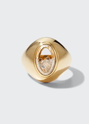 Diamonds Enclosed in a White Sapphire Kaleidoscope Shaker Signet Ring