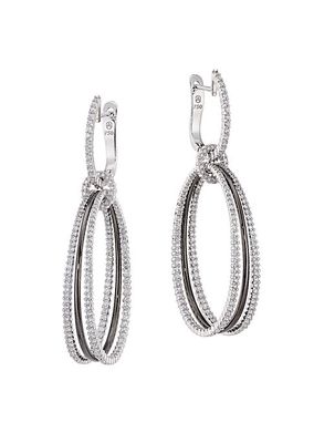 Diamonds In Color 18K White Gold, Black Rhodium & Diamond Multi-Hoop Earrings