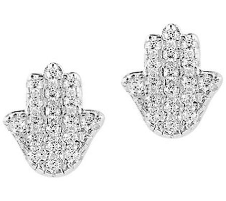 Diamonique 0.15 cttw Hamsa Stud Earrings, Sterl ing Silver