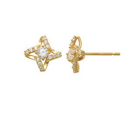 Diamonique 0.25 cttw Pinwheel Stud Earrings, 14 K Gold