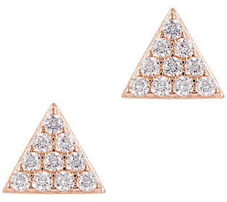 Diamonique 0.25 cttw Triangle Stud Earrings, St erling