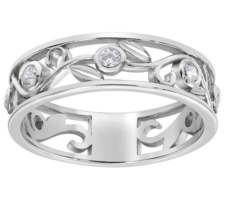 Diamonique 0.40 cttw Round Cut Eternity Band Ri ng, Sterling