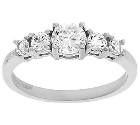 Diamonique 0.90 cttw 5-Stone Engagement Ring, S terling Silver