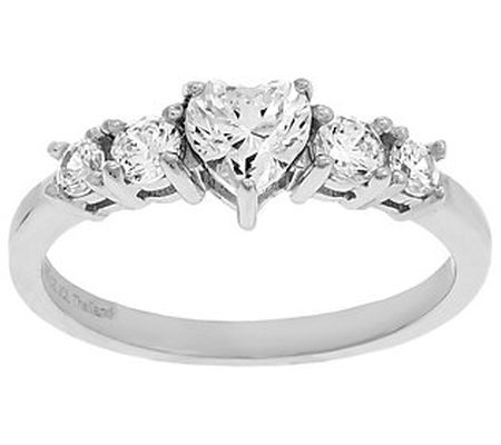Diamonique 0.95 cttw Heart Engagement Ring, Ste rling Silver