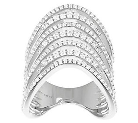 Diamonique 1.00 cttw Multi-Row Band Ring, Sterl ing Silver