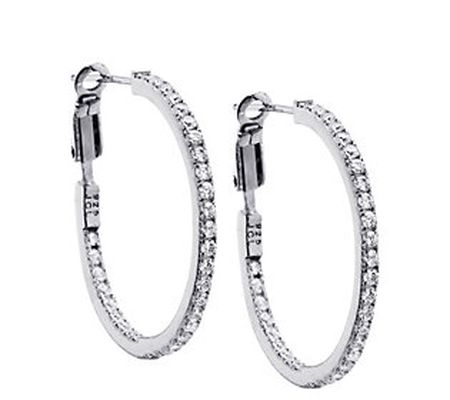 Diamonique 1.26 cttw Inside-Out Hoop Earrings, Sterling Silver
