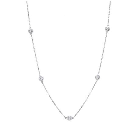 Diamonique 1.90 cttw Station Necklace, Sterling Silver