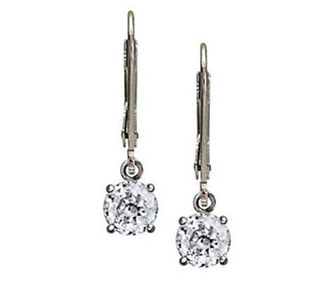 Diamonique 100-Facet Round Lever Back Earrings, Platinum Clad