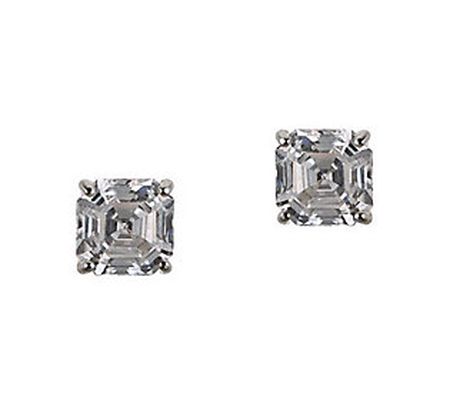 Diamonique 2.00 ct tw Asscher Stud Earrings, 14 K Gold