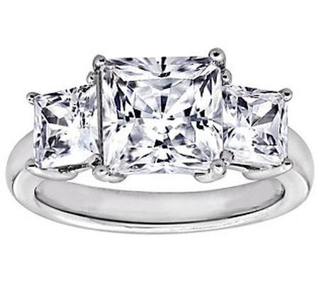 Diamonique 3.50 cttw 3 Stone Princess Cut Ring, Platinum Clad