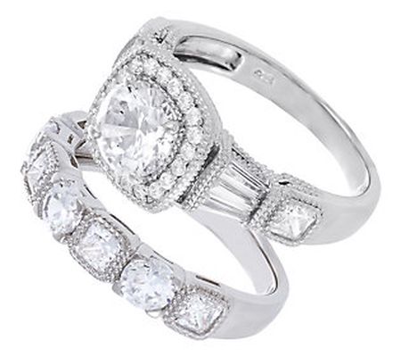 Diamonique 4.15 cttw 2-Piece Ring Set, Platinum Clad