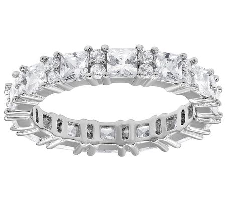 Diamonique 4.35 cttw Eternity Band Ring, Sterli ng Silver