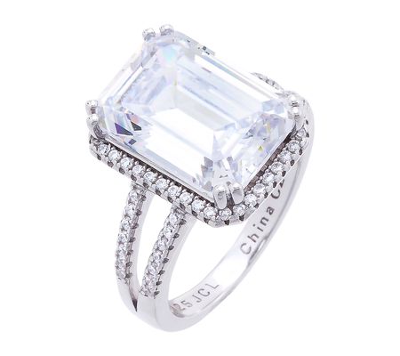 Diamonique 6.65 cttw Halo Engagement Ring, Sterling Silver