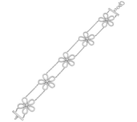 Diamonique 6.90 cttw Flower Station Bracelet, S terling Silver