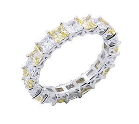 Diamonique & Canary Eternity Band Ring, Platinu m Clad