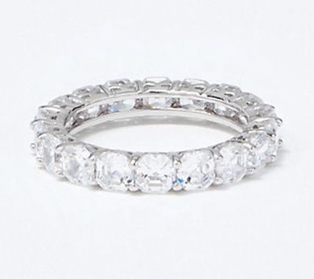 Diamonique Asscher Cut 4.90 cttw Eternity Ring, Platinum Clad