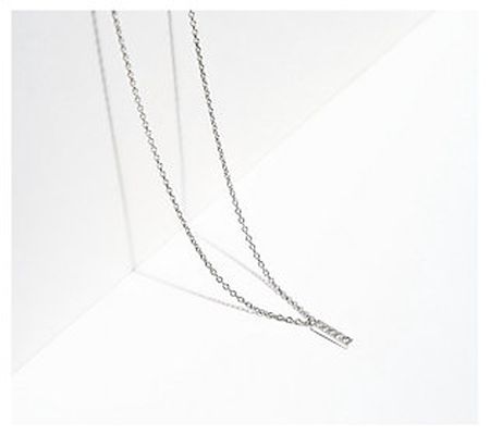 Diamonique Mini Bar Necklace, Sterling Silver