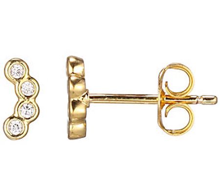 Diamonique Mini Crescent Climber Earrings, 1 4K Gold Plated