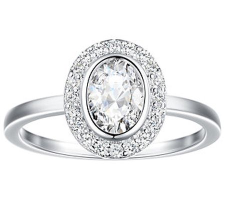 Diamonique Oval Halo Engagement Ring, S terling Silver