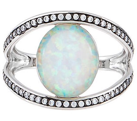 Diamonique Oval Simulated Opal Ring, Sterling S lver